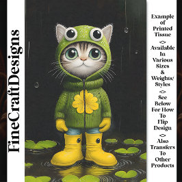 Papel De Seda Gatito Caprichoso con Cute Chaqueta de Rana BP5A D