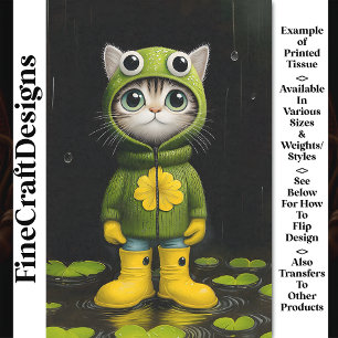 Papel De Seda Gatito Caprichoso con Cute Chaqueta de Rana BP5A D