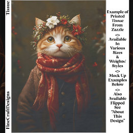 Papel De Seda Gatito Festivo Rústico, Abrigo y Bufanda ED7R Deco