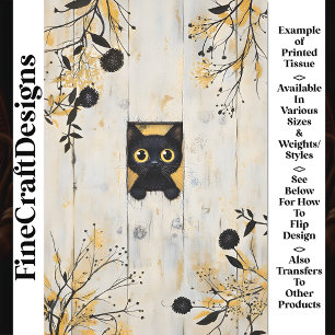 Papel De Seda Gatito Negro Adorable Escondiéndose Atisbando AQ6