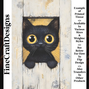 Papel De Seda Gatito Negro Adorable Escondiéndose Atisbando AQ7