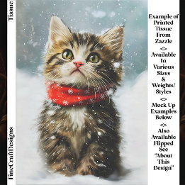 Papel De Seda Gatito Nevado, Bufanda Roja de Navidad EG2L Decoup