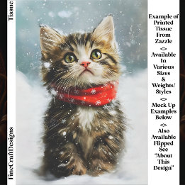 Papel De Seda Gatito Nevado, Bufanda Roja de Navidad EG2R Decoup