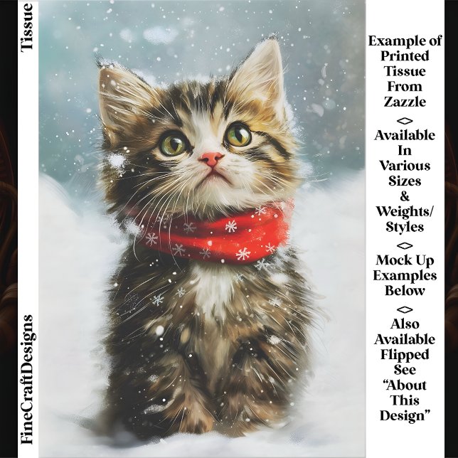 Papel De Seda Gatito Nevado, Bufanda Roja de Navidad EG2R Decoup (Subido por el creador)