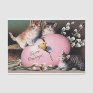 Papel De Seda Gatitos de Pascua Vintage Chick Pink Egg