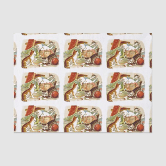 Papel De Seda Gatitos en jugar de la cesta (Anverso)