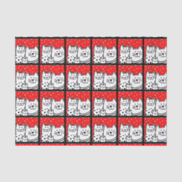 Papel De Seda Gatitos en rojo