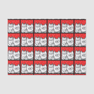 Papel De Seda Gatitos en rojo