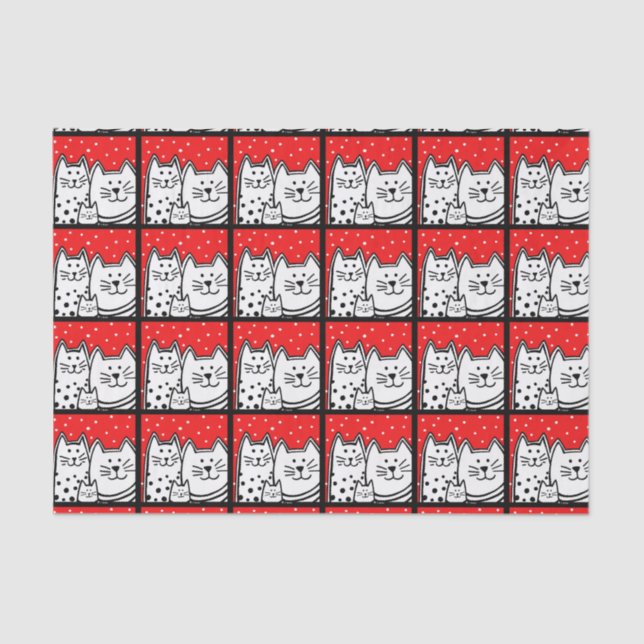 Papel De Seda Gatitos en rojo (Anverso)