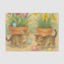 Papel De Seda Gatitos jugando con huevos de Pascua 