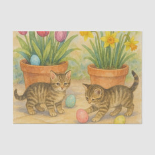 Papel De Seda Gatitos jugando con huevos de Pascua 