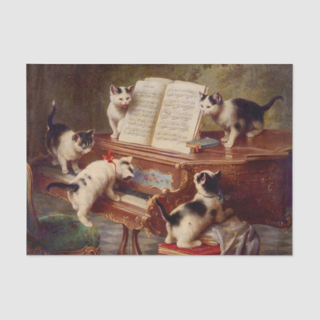 Papel De Seda Gatitos y piano (Anverso)