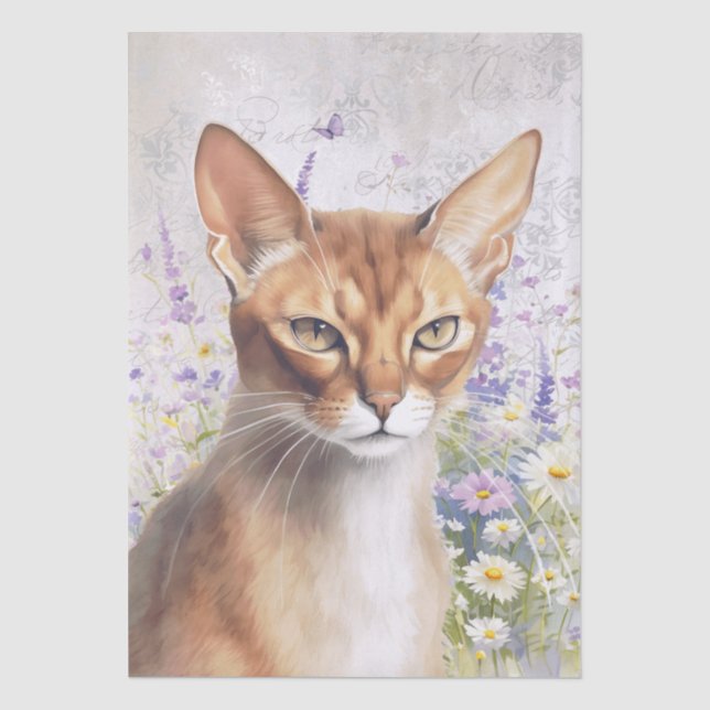 Papel De Seda Gato Abisinio Acuarela (Anverso)