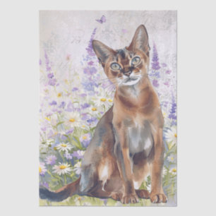 Papel De Seda Gato Abisinio Acuarela