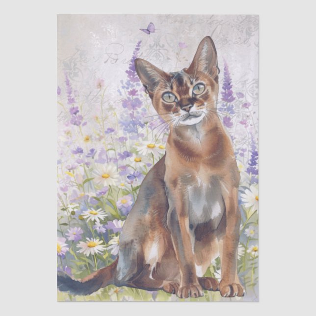 Papel De Seda Gato Abisinio Acuarela (Anverso)
