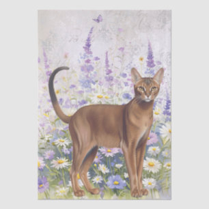 Papel De Seda Gato Abisinio Acuarela
