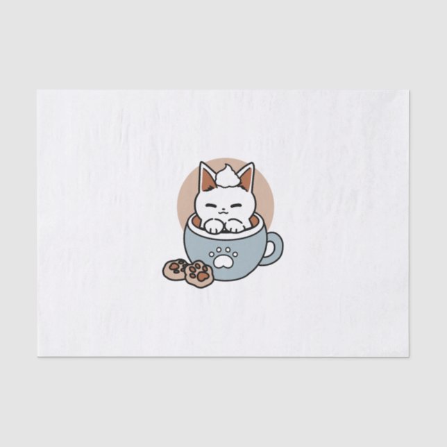 Papel De Seda Gato adorable en diseño de vacaciones de peluche - (Anverso)
