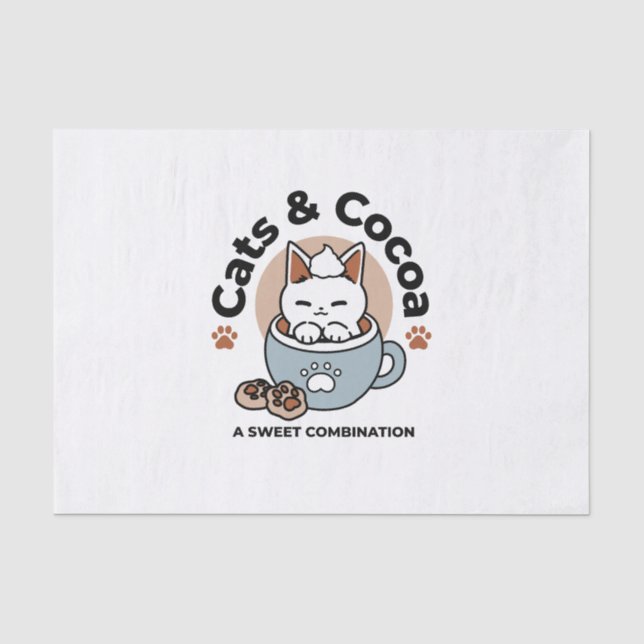 Papel De Seda Gato adorable en diseño de vacaciones de peluche - (Anverso)