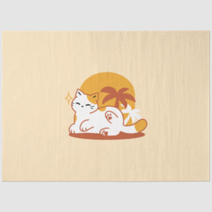 Papel De Seda Gato Adorable relajante al sol - Mascota de verano