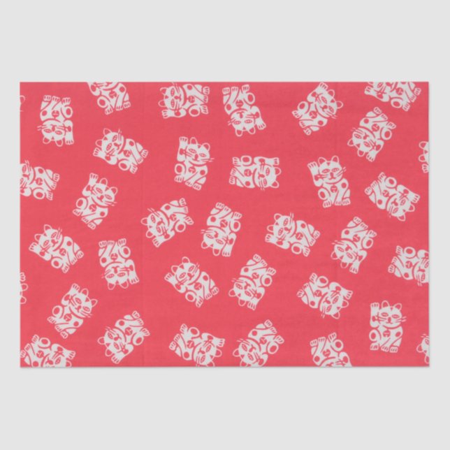Papel De Seda Gato afortunado japonés (Maneki-neko) (Anverso)