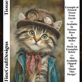 Papel De Seda Gato Atigrado Adorable Gatito Steampunk con Sombre