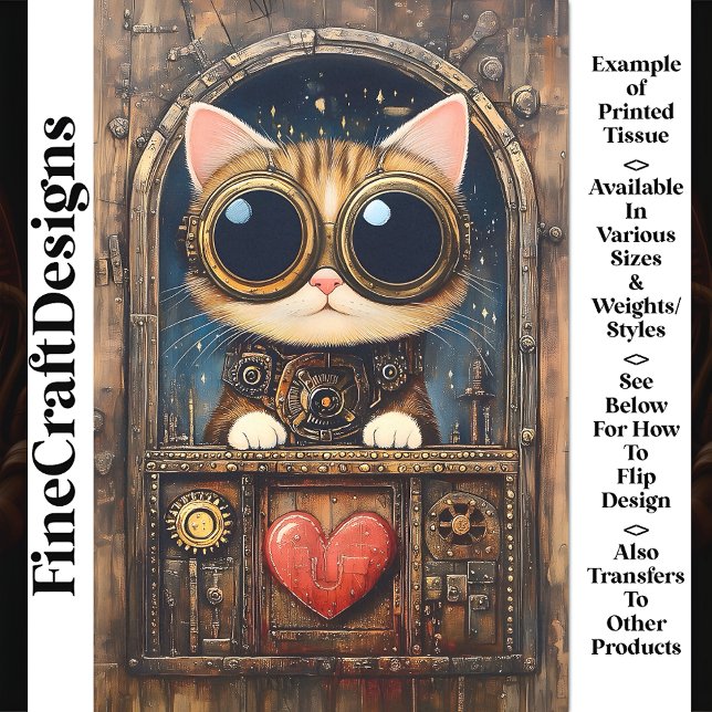 Papel De Seda Gato Atigrado Fantasía Steampunk Decoupage AR2 Gat (Subido por el creador)