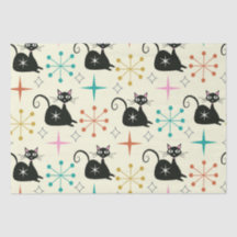 Gato atómico negro de mediados de siglo con estall