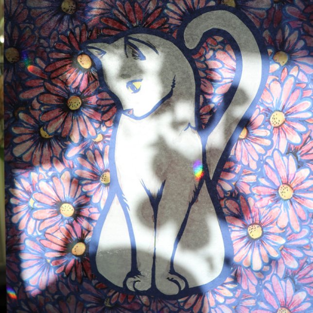 Papel De Seda Gato blanco Mauve Daisies (Subido por el creador)