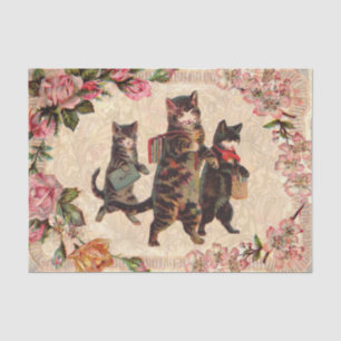 Papel De Seda Gato Bonito Vintage Gatitos antiguos