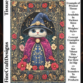 Papel De Seda Gato Brujo de Fantasía Mística Lindo Decoupage DA6