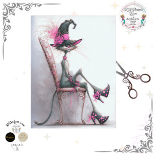 Papel De Seda Gato caprichoso bruja tacones altos pasarela decou