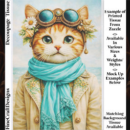 Papel De Seda Gato caprichoso de estilo steampunk costero decoup