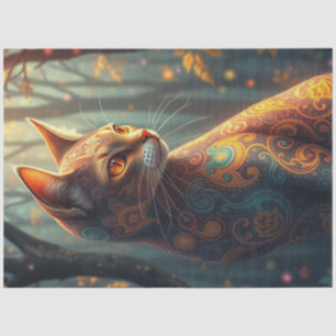 Papel De Seda Gato colorido de fantasía
