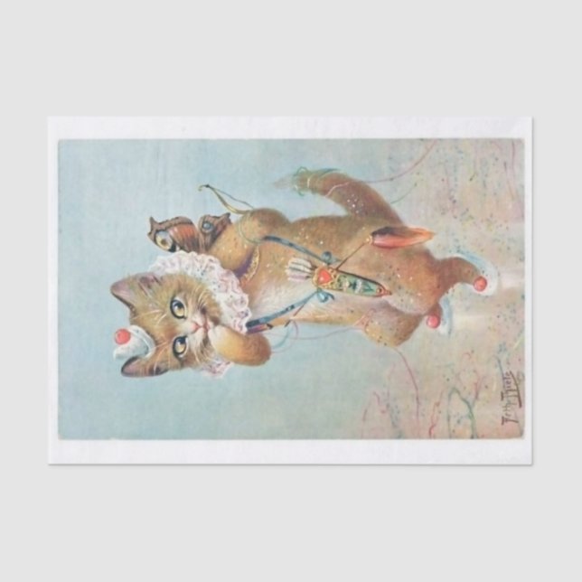 Papel De Seda Gato cupido original (no AI) de A.Thiel (1860-1936 (Anverso)