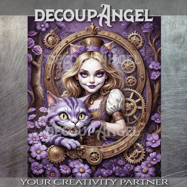 Papel De Seda Gato de Alicia y Cheshire al estilo de Steampunk P (Subido por el creador)