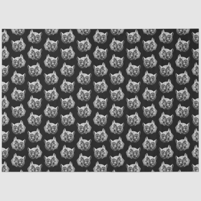Papel De Seda Gato de Cheshire Alicia en arte de época negra (Anverso)
