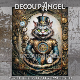 Papel De Seda Gato de Cheshire en Steampunk Wonderland Decoupage