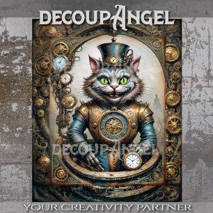 Papel De Seda Gato de Cheshire en Steampunk Wonderland Decoupage