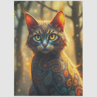 Papel De Seda Gato de Fantasía Colorido