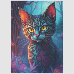 Papel De Seda Gato de Fantasía Colorido