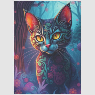 Papel De Seda Gato de Fantasía Colorido