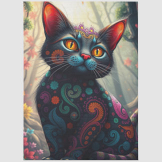 Papel De Seda Gato de Fantasía Colorido