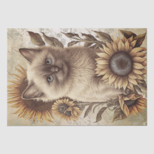 Papel De Seda Gato de girasol de gatito balinés