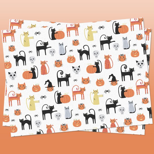 Papel De Seda Gato de Halloween lindo (Halloween cat tissue paper)