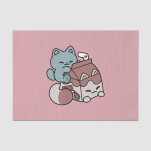Papel De Seda Gato de Leche Chocolate Kawaii – Bebida Acogedora