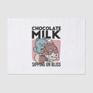 Papel De Seda Gato de Leche Chocolate Kawaii – Bebida Acogedora