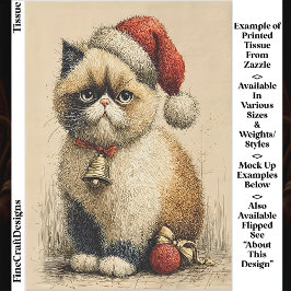 Papel De Seda Gato de Navidad Gruñón Mono Decoupage EB1R