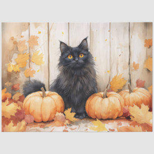 Papel De Seda Gato de otoño y calabazas decoupage