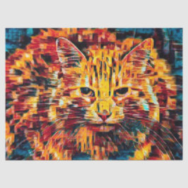Papel De Seda Gato de rayas bohemio arte hippie colorido azul am