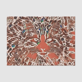 Papel De Seda Gato de rayas naranja arte mosaico abstracto triba